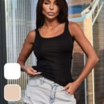 Lirona Kadın Modal Pamuk Likralı Tül Biyeli Kalın Askılı Atlet - Siyah