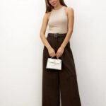 Lirona Pamuk Fitilli Kaşkorse Halter Yaka Geniş Biyeli Örme Atlet Crop - Taş