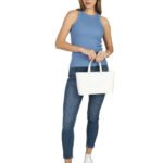 Lirona Pamuk Fitilli Kaşkorse Halter Yaka Geniş Biyeli Örme Atlet Crop - Mavi