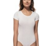 Lirona Bisiklet Yaka Kısa Kol Çıtçıtlı Body Pamuklu - Beyaz