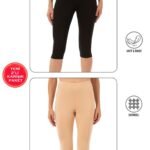 Lirona Pamuk Diz Altı Pantolon Ve Etek İçi Astar Şort Tayt - 2'li Paket Siyah Ten