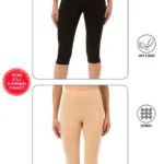 Lirona Pamuklu Likralı Diz Altı Kapri Tayt Etek Altı Tayt - 2'li Siyah-ten