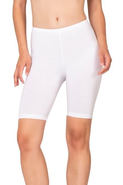 Lirona Modal Pamuk Diz Üstü Pantolon Astarı Etek İçi Astar Şort Tayt Spor Tayt - Beyaz