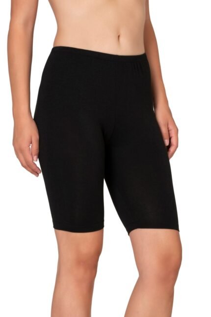 Lirona Modal Pamuk Diz Üstü Pantolon Astarı Etek İçi Astar Şort Tayt Spor Tayt - Siyah