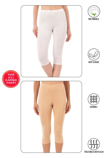 Lirona Pamuk Diz Altı Pantolon Ve Etek İçi Astar Şort Tayt - Çok Renkli