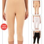 Lirona Pamuk Diz Altı Pantolon Ve Etek İçi Astar Şort Tayt - 3'lü paket Karışık