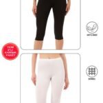 Lirona Pamuk Diz Altı Pantolon Ve Etek İçi Astar Şort Tayt - 2'li Paket Siyah Beyaz