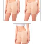 Lirona Pamuk Diz Üstü Mini Pantolon Etek İçi Astar Şort Tayt - 3'lü PAKET - TEN