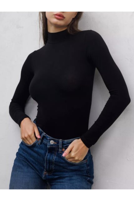 Lirona Pamuklu Tesettür Body - Siyah