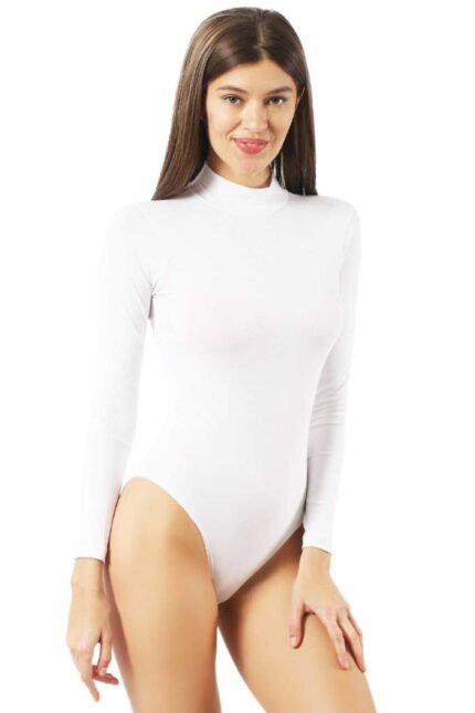 Lirona Pamuklu Tesettür Body - Beyaz