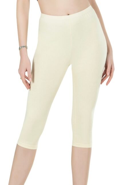 Lirona Pamuklu Likralı Diz Altı Kapri Tayt Etek Altı Tayt - Açık Ten