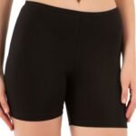 Lirona Ara Boy Likralı Pamuk Diz Üstü Pantolon Ve Etek İçi Astar Şort Tayt - Siyah