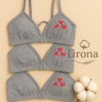 Lirona 3'Lü Paket Kız Çocuk Taşlı Pamuk Alıştırma Sütyen Büstiyer Taşlı - Kar Melanj