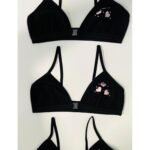 Lirona 3'Lü Paket Kız Çocuk Taşlı Pamuk Alıştırma Sütyeni Likralı Pedsiz Lastik Askılı - Siyah