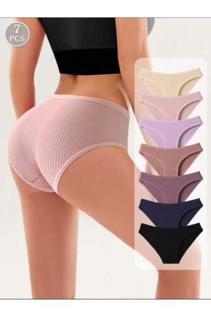 Lirona Pamuk Fitilli Ribana 7'Li Külot - Çok Renkli