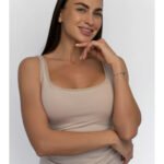 Lirona Kadın Modal Pamuk Likralı Tül Biyeli Kalın Askılı Atlet - Taş