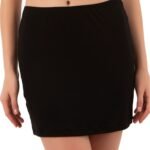 Lirona Kadın Viskon Diz Üstü Mini Boy Astar Jüpon Kombinezon - Siyah