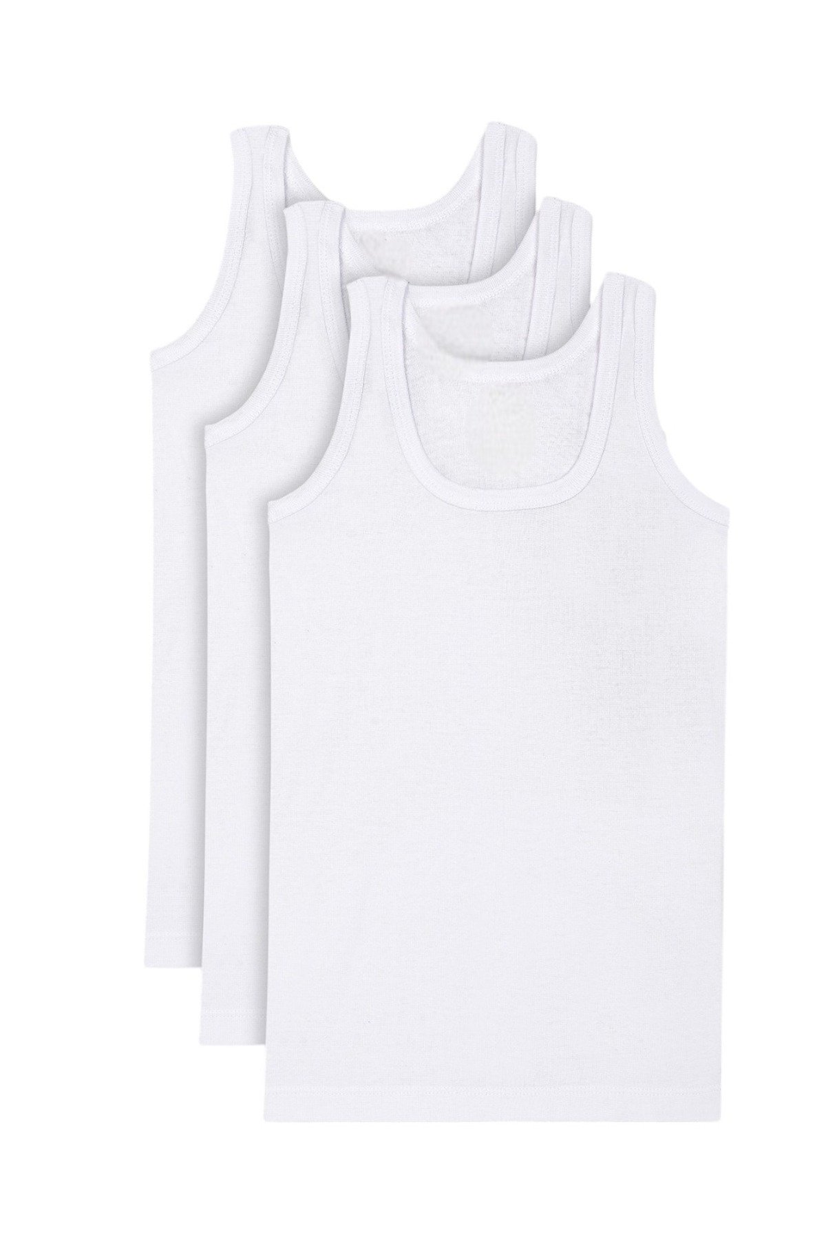 1_org_zoom-682.jpg Lirona 3'Lü Paket %100 Pamuk Erkek Çocuk Ribana Atlet - Beyaz - Görsel 1