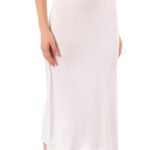 Lirona Kadın Viskon Diz Altı Uzun Etek Astar Jüpon Kombinezon - Beyaz