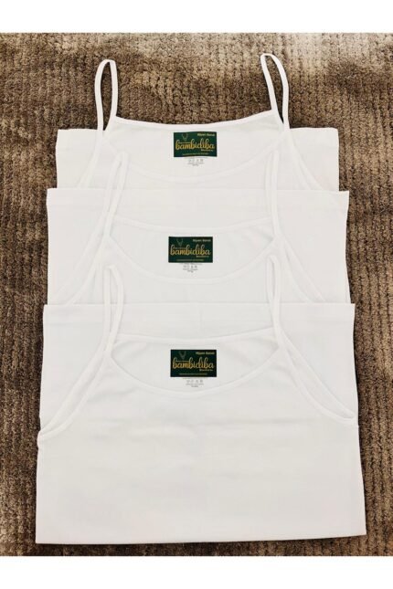 Lirona 3’Lü Paket %100 Pamuk Ribana Kadın İp Askılı Atlet - Beyaz