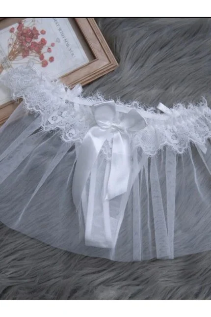 Kadın Beyaz Özel Açık Tül Fırfırlı Tütü Külot